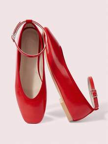 CUCCOO DOLLMOD Women's Buckle Design Casual Commuter Versatile Fashion Shoes - Red - View 2