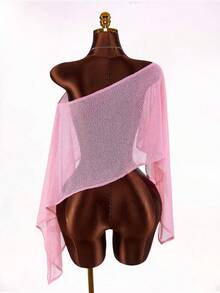 Amplova Women's Pink Faux Fur Knit Cover-Up, Versatile Shoulder Design, Suitable For Swimsuit Cover-Up, Daily Wear, Beach, Music Festival, Sexy & - Pink - View 11