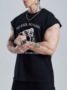 Gym Rark Men's Casual Crew Neck Gorilla Letter Print T-Shirt, Versatile For Daily Wear And Outdoor Exercise - Black - View 3