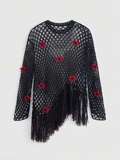 ROMWE MEN Street Life 男士撞色星形镂空针织毛衣