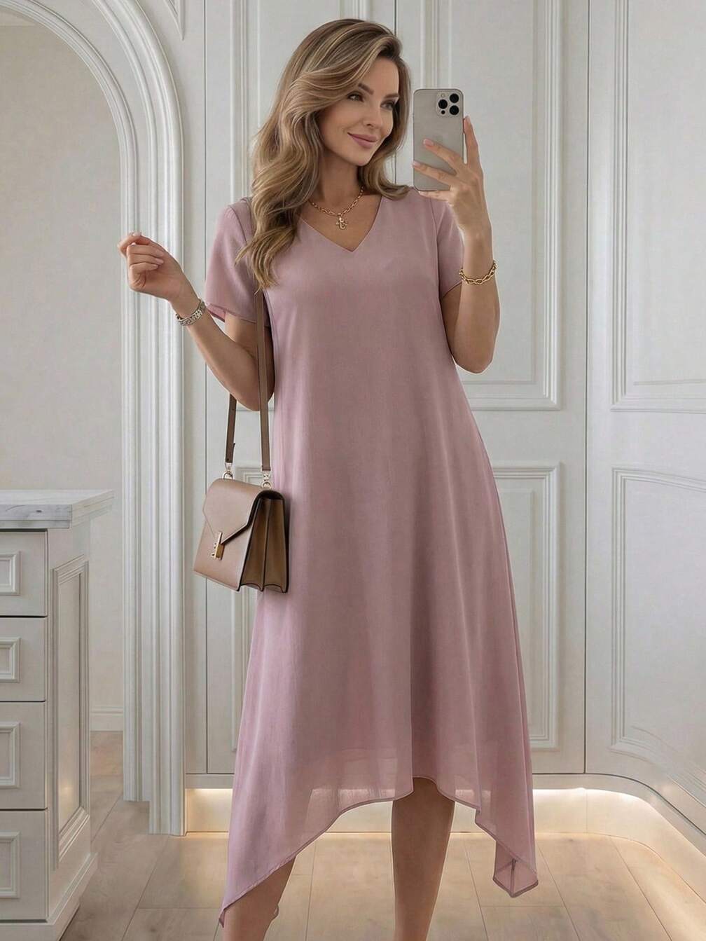 dusty rose dress casual Pink Long Formal with Sheer Sleeves Dusty Rose / 16 Product Details Tulle A Line Sweetheart Floor Length COSMINA Women's Pleated V-Neck Drawstring