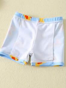 SHEIN 2件装男女宝宝/中性款可爱小鸭印花长袖防晒泳衣，防晒泳装，适合海滩、游泳池、度假等场合。 - 彩色 - 查看 5