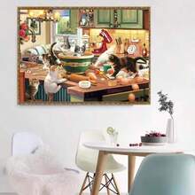 一盒1000片拼图玩具，尺寸70厘米*50厘米，油画风景和卡通图案，成人减压，装饰艺术品，适合作为万圣节、圣诞节、生日礼物 - 彩色 - 查看 2