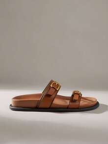 Solecia Women's Fashion Brown Comfortable Flat Beach Sandals For Christmas