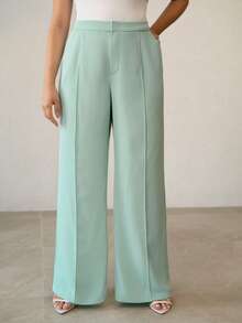 MOTF PREMIUM PANTALONES ANCHOS CON PINZAS PARA MUJER TALLA GRANDE, PRIMAVERA/VERANO - verde menta - Ver 6