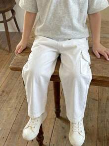 LMoss Kids Young BoyLoose Fit White Denim Tapered Pants
