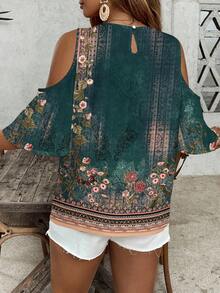 SHEIN VCAY Plus Size Casual Minimalist All-Over Print Shirt Spring - Multicolor - View 4