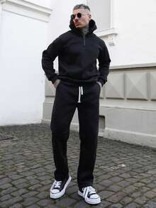 Artur Kramer 2 st herrträningsset med huva för höst/vinter, casual sport - Svart - Visa 1