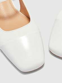 CUCCOO BIZCHIC Zapatos de tacón bajo con correa negra clásica para mujer para Navidad - Blanco como la nieve - Ver 8