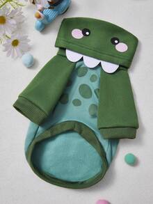 PETSIN 1件动物主题角色扮演连帽卫衣，适合猫狗户外穿着。 - 橄欖綠 - 查看 4