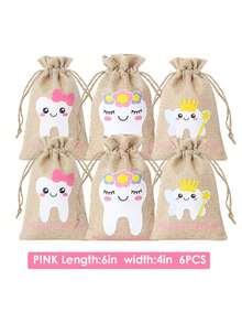 6pcs Tooth Fairy Pouches, Blue & Pink Tooth Fairy Bags, Holiday & Birthday Gift - Multicolor - View 6