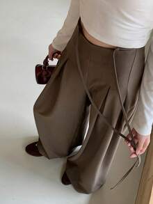 DAZY Women's Loose Casual Wide Leg Pants, Stylish And Versatile, Spring/Autumn - Coffee Brown - View 6