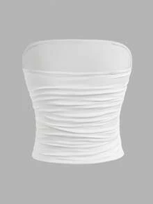 Girlism 3件套少女黑白针织高弹力束腰连体衣，多功能舒适褶皱弹力修身休闲吊带内衣 - 黑與白 - 查看 4