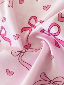 SHEIN Young Girl V-Neck Printed Long Robe Dress, Middle Eastern,Kids - Pink - View 10