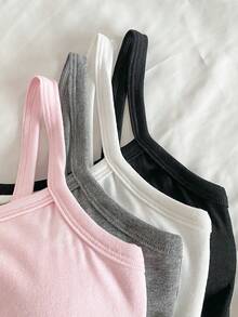 Tween Girl Simple Solid Color Bralette Bralettes For Girls Crop Tops Cute - Multicolor - View 5