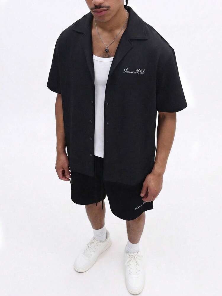 Button Up Shirt With Matching Shorts Set