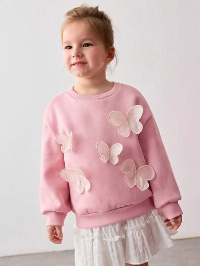 Maija 少女蝴蝶装饰圆领卫衣