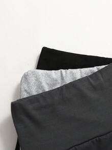 Girlism 4件套少女纯色高腰休闲针织瑜伽骑行短裤，带手机袋，运动休闲风，春夏款 - 彩色 - 查看 3