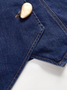 Maija 大码夏季休闲前扣牛仔背心和牛仔短裤两件套 - 中等水洗藍 - 查看 2