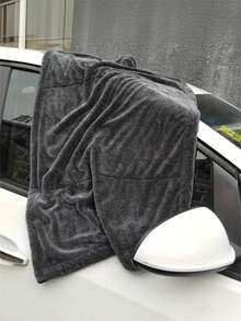 不留水痕、划痕或水渍的汽车擦车巾 - 大号优质超细纤维 - 双股捻绒无边设计，超大超强吸水清洁布，汽车美容专用超细纤维毛巾 - 黑色 - 查看 6