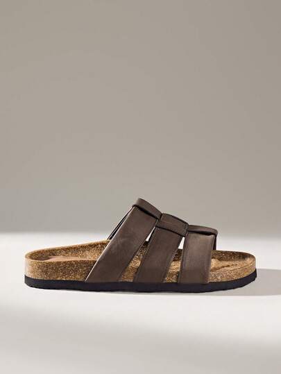 Solecia Damsandaler med flera remmar och korsade tår, kaffefärgade, lämpliga för strand, semester och vardagsbruk