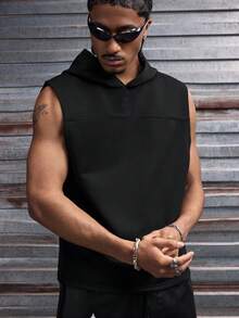 Men's AXEPEAK Casual Fashionable Streetwear Tank Top - Black - View 3