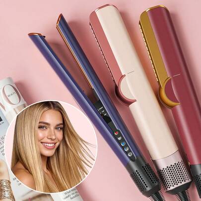 JMMO Máy sấy tóc kiêm duỗi tóc 2 trong 1, máy sấy tóc nhanh khô, bàn là duỗi tóc ion âm, bàn chải sấy tóc chống bỏng dùng cho gia đình, ký túc xá và salon.