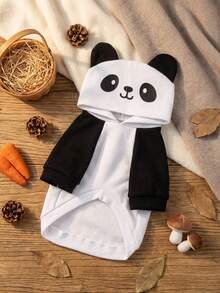 PETSIN 1pc Animal Cosplay Costume Hoodie, Suitable For Dogs And Cats To Wear Outdoors - Black and White - View 4