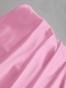 Sweetra Women's Solid Color Elegant Pleated Mermaid Skirt - Baby Pink - View 5