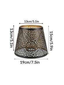 1 Peça (D13*D19*H15cm) Abajur Redondo de Ferro Entalhado com Padrão de Crisântemo, Sol, Lua e Árvore da Floresta, Compatível com Lâmpada E27/E26, Inclui Anel Adaptador E27 para E14, Adequado para Luminária de Mesa Industrial Retrô, Luminária de Chão, Luminária de Parede, Acessório de Iluminação Decorativa Artística, Abajur Ambiente Criativo - Abajur esculpido em ferro forjado - Visão 12