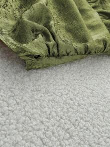 Franclia Áo kiểu nữ thanh lịch, eo thắt, cổ chéo, tay dài, khóa kéo ẩn bên hông, chất liệu nhung vàng, thích hợp cho mùa Thu/Đông. - Màu xanh Ô liu - Xem 8