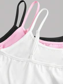 Girlism Kids 3pcs/Set Casual Fitted Camisole Tank Top,Suitable For Spring,Summer,Autumn And Winter Tops Girls Tanks Multipack Cami Teen 3 Pack - Pink - View 6