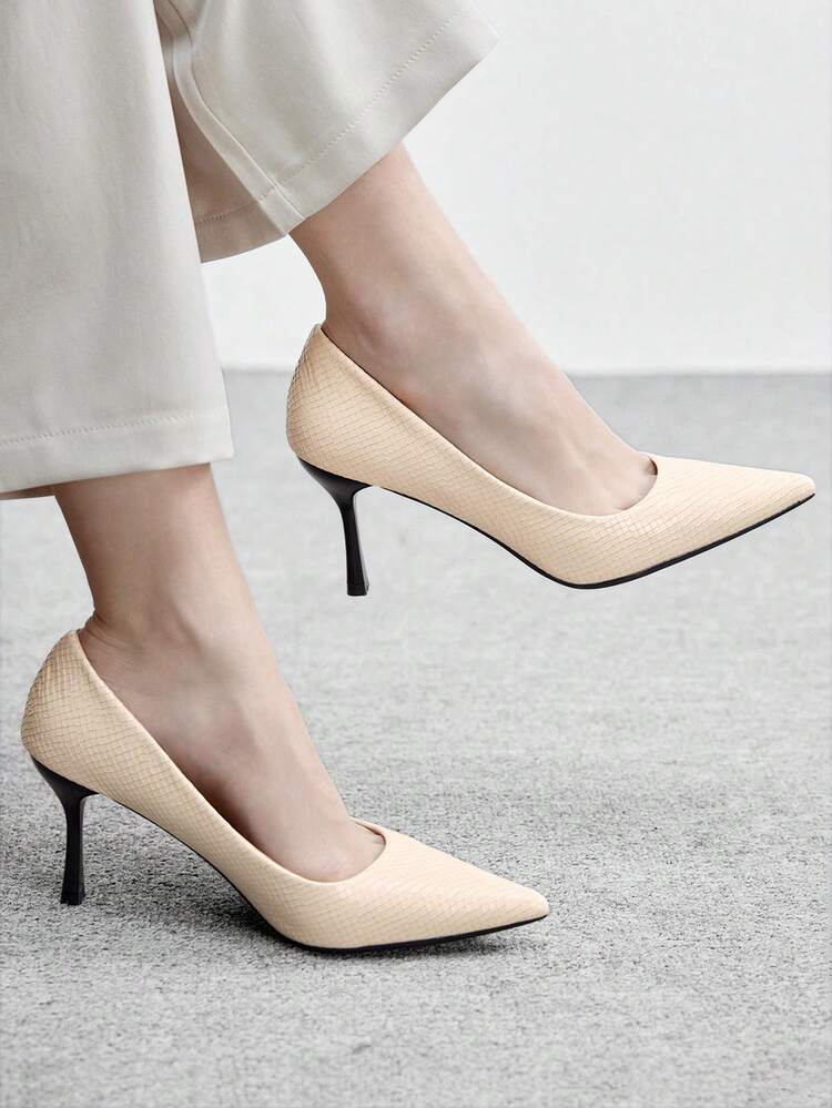 CUCCOO BIZCHIC Women's Pointed Toe Pumps - Solid Deep Brown Color, Retro French Style With Slim Heel Spring Shoes Spring Break Easter Prom Heels Valentine's Day
