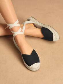 Rosivie 女士平底镂空系带草编凉鞋，波西米亚风格，适合度假、日常穿着、约会、海滩、旅行、休闲场合 - 黑色 - 查看 7