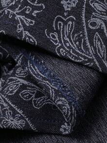 DAZY 女士优雅花卉荷叶袖吊带背心和鱼尾牛仔裙套装，夏季 - 藍色 - 查看 8