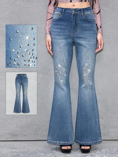 ROMWE Avant Avant Garde Distressed Super Low Rise Women's Jeans