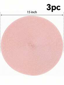 Woven Round Placemats, 4-Piece/6-Piece Set, Washable, Non-Slip Woven Placemats, 15 Inches, Suitable For Family Gatherings, Wedding Parties (Pink). - Pink - View 5
