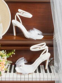 CUCCOO HITCHD Women's Buckle Design Fashion Daily Wear High Heel Sandals Valentine's Day - White - View 2