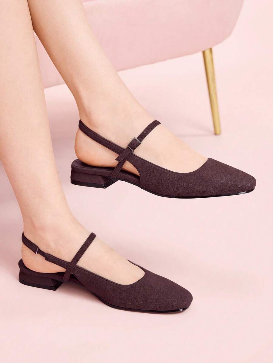 CUCCOO DOLLMOD Giày bệt nữ kiểu Mary Jane hở gót mũi vuông bằng da bóng vintage, thoải mái cho đi làm, hẹn hò, dự tiệc, kỳ nghỉ, đám cưới, phong cách học sinh dễ thương. - Cà phê nâu - Xem 1
