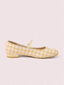 CUCCOO DOLLMOD Zapatos de mujer de punta cuadrada plana tipo Mary Jane a cuadros, estilo campus, tacón bajo lindo, zapatos de primavera color rojo para primavera, vacaciones de primavera y Pascua - Naranja Quemada - Ver 10