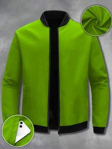 Manfinity Homme Chaqueta casual de manga larga con contraste de color para hombre - Verde Oliva - Ver 4