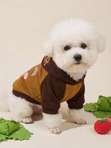PETSIN 1 buah Sweatshirt Hoodie Hangat Bertema Hewan dari Polyester, dengan Cetakan Huruf, Cocok untuk Kucing dan Anjing, Baik di Dalam Maupun di Luar Ruangan. - Coklat - View 3