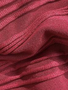Swim Vcay Textured Solid Color Shell Strap Decor Bandeau Swimwear Top - Burgundy - View 5