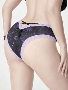 ROMWE Gothic Lace Cross Strap Women's Thong Panties - Multicolor - View 6