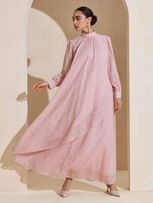 Graceveil Casual Cutout Loose Women Arabic Style Outfit, Pink - Pink - View 4