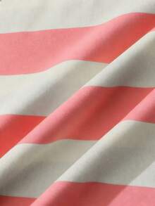 ROMWE MEN Men's Striped Print Loose Short Sleeve Polo Shirt Spring/Summer - Pink - View 3