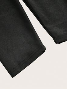 Slaydiva Leggings casuales de cintura alta de unicolor y elásticos para mujer de talla grande, adecuados para otoño/invierno - Negro - Ver 7