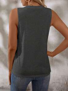EMERY ROSE Women's Sleeveless Solid Color Casual Comfortable Tank Top, Summer - Dark Grey - View 2