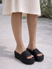 Plataformas comodas de yute - Negro - Ver 2