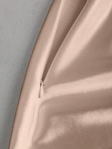 Sweetra Chân váy satin xếp ly ôm sát dáng đuôi cá màu trơn thanh lịch dành cho nữ dự tiệc, dạ hội. - Màu Khaki - Xem 6